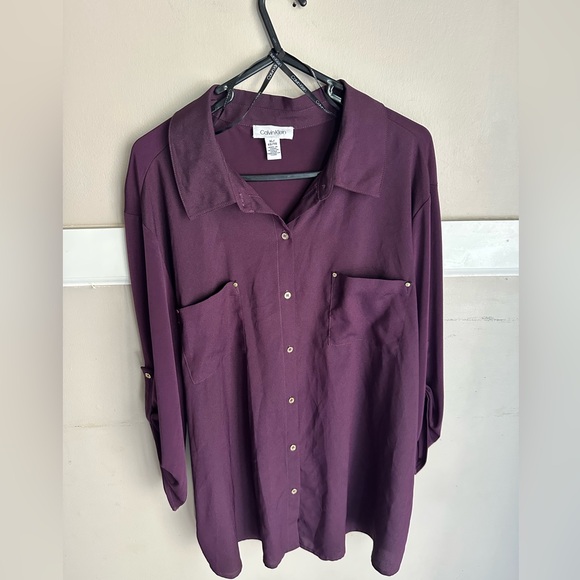 Calvin Klein Tops - Calvin Klein Deep Purple Button Down Shirt Size XL